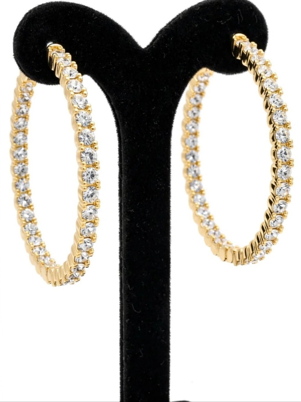 2/$10.       Gold Crystal Hoop Earrings - Women Jewelry